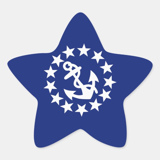 American Nautical Yacht Flag Anchor Stars Blue Star Sticker (Front)