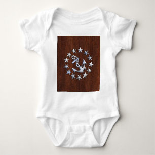 American Nautical Yacht Flag Wet Look Baby Bodysuit