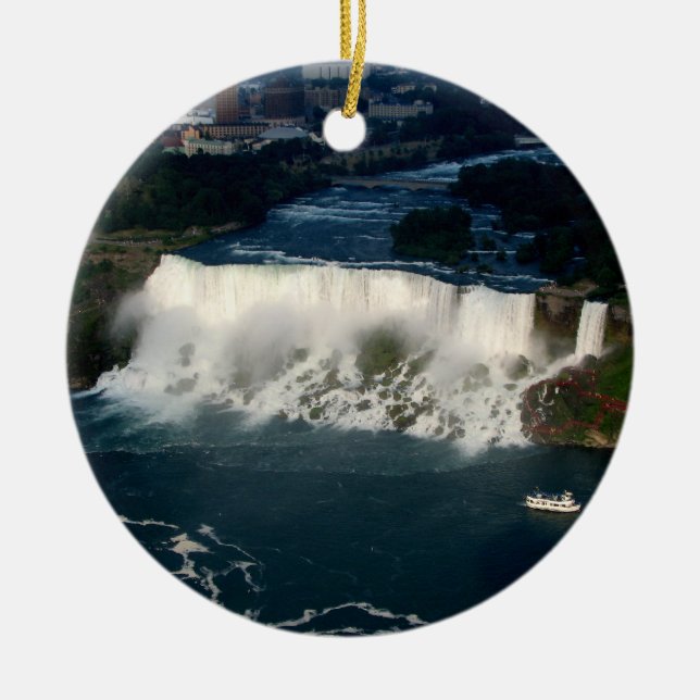 American Niagara Falls: Aerial View from Skylon Ceramic Tree Decoration (Front)