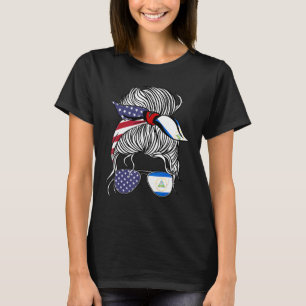 American Nicaraguan Patriot Flag Women Girl Nicara T-Shirt