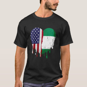 American Nigerian Heritage Month Nigeria Flag Hear T-Shirt