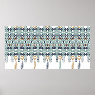 American north indian geometry seamless border. Na Poster
