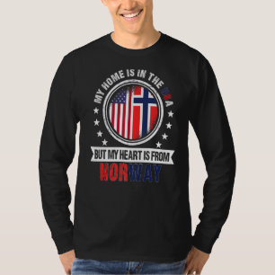 American Norwegian Flag Heart from Norway American T-Shirt