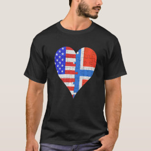 American Norwegian Flag Heart T-Shirt