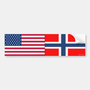 American & Norwegian Flags Bumper Sticker