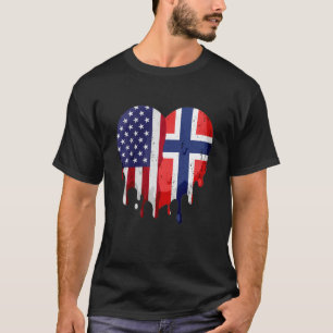 American Norwegian Heritage Month Norway Flag Hear T-Shirt