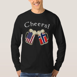 American Norwegian Patriot US Flag Beer Drinks Nor T-Shirt