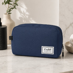 American Nostalgia Classic Simple Minimal Blue Dopp Kit