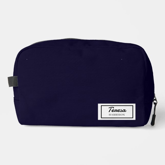 American Nostalgia Classic Simple Minimal Blue Dopp Kit (Front)