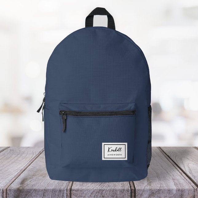 American Nostalgia Classic Simple Minimal Blue Printed Backpack (Creator Uploaded)