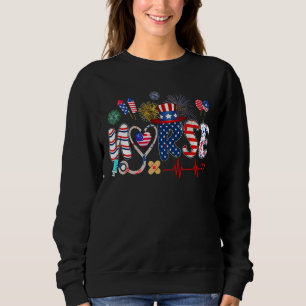 American Nurse 4th of July Nurse Stethoscope Heart Sweatshirt