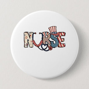 American Nurse 4th of July Patriotic USA Flag Nurs 7.5 Cm Round Badge