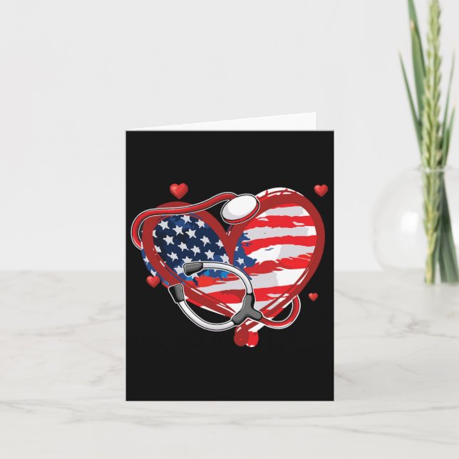 American Nurse 4th Of July Patriotic Usa Flag Nurs Card (Front)
