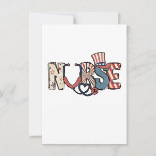 American Nurse 4th of July Patriotic USA Flag Nurs Invitation