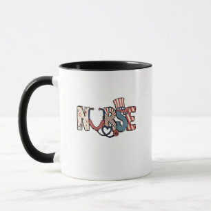 American Nurse 4th of July Patriotic USA Flag Nurs Mug