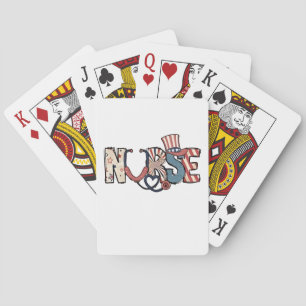 American Nurse 4th of July Patriotic USA Flag Nurs Playing Cards