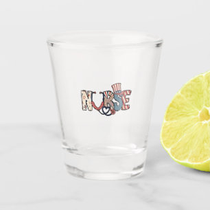 American Nurse 4th of July Patriotic USA Flag Nurs Shot Glass