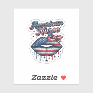 American Nurse Patriotic Lips Vector Shirt Design_