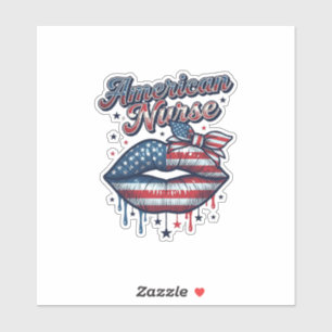 American Nurse Patriotic Lips Vector Shirt Design_