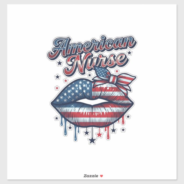 American Nurse Patriotic Lips Vector Shirt Design_ (Sheet)