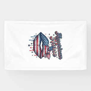 American Nurse Patriotic Lips Vector Shirt Design_ Banner