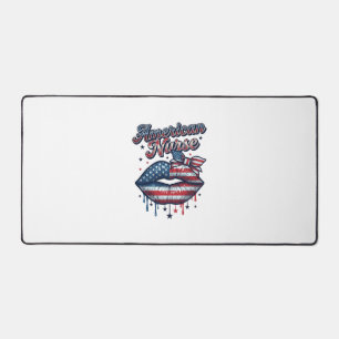 American Nurse Patriotic Lips Vector Shirt Design_ Desk Mat