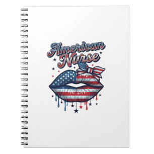 American Nurse Patriotic Lips Vector Shirt Design_ Notebook