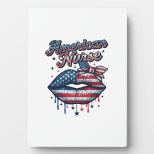American Nurse Patriotic Lips Vector Shirt Design_ Plaque