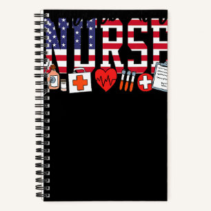 American Nurse Usa Flag Nursing Independence Day 4 Notebook