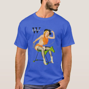 American Old School Pin-Up Cowgirl Customisable T-Shirt