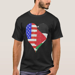 American Palestinian Flag Heart T-Shirt