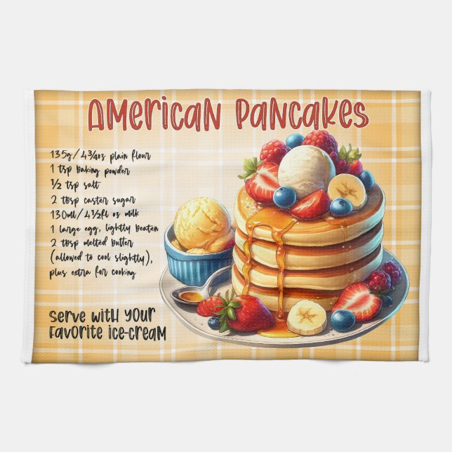 American Pancakes Recipe Tea Towel (Horizontal)