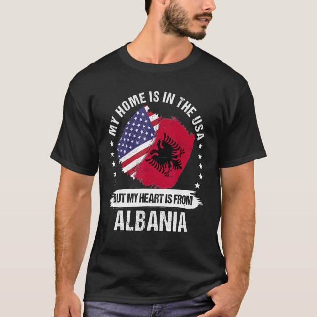 American Patriot Albania Flag American Albanian Ro T-Shirt (Front)