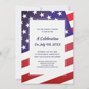 American Patriot Classic 4th of July US Flag Invitation