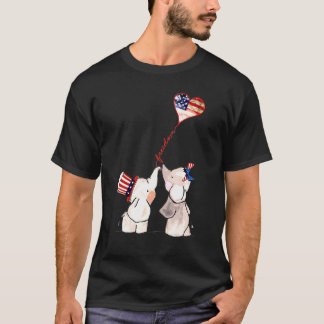 American Patriot Elephants Happy Independence Day  T-Shirt