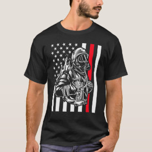 American Patriot Fireman Red Line T-Shirt