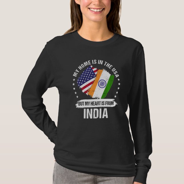 American Patriot India Flag American Indian Roots T-Shirt (Front)