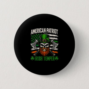 American patriot irish temper vintage shamrock  6 cm round badge