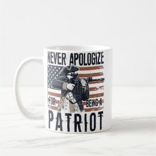 American Patriot "Never Apologize" Minutemen  Coffee Mug