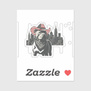 American Patriot Pitbull Cowboy - NYC Skyline Vint