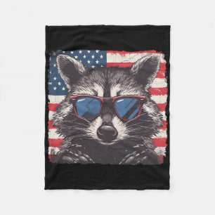 American Patriot Racoon Shirt 4th Of July Lovers Fleece Blanket