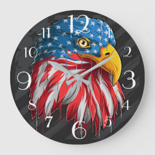 American Patriotic Bald Eagle Large Clock