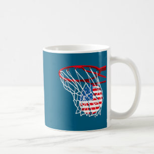 American Patriotic Basketball 4th Of July Us Flag  Coffee Mug