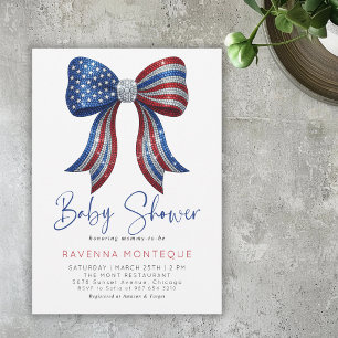 American Patriotic Bow Personalised Baby Shower  Invitation