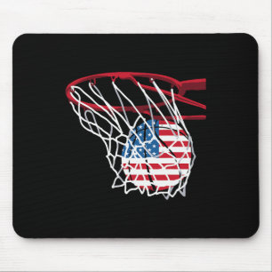 American Patriotic Bysketbyll 4th Of July Us Flag Mouse Pad