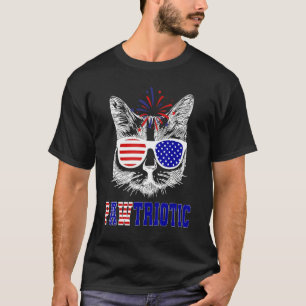 American Patriotic Cat Glasses American Flag 4th O T-Shirt