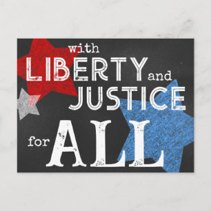 American Patriotic Chalkboard Stars Typography Postcard