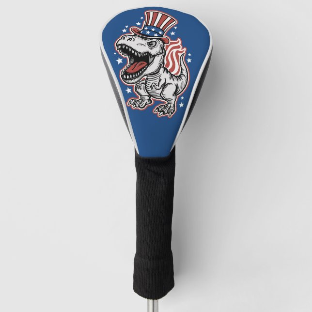 American Patriotic Dinosaur Golf Head Cover (Front)