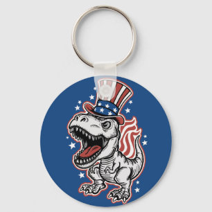 American Patriotic Dinosaur Key Ring
