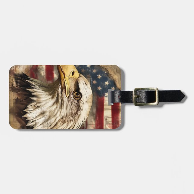 American Patriotic Eagle Luggage Tag (Front Horizontal)